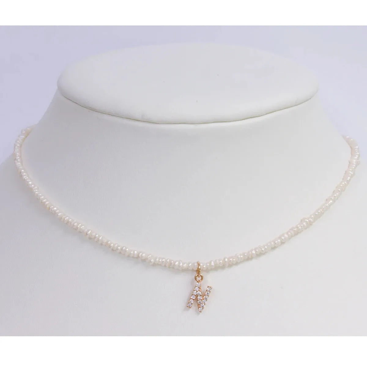 Shelly Crystal Pearl Initial Choker Necklace (Custom)