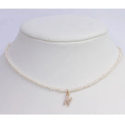 Shelly Crystal Pearl Initial Choker Necklace (Custom)