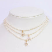 Shelly Crystal Pearl Initial Choker Necklace (Custom)