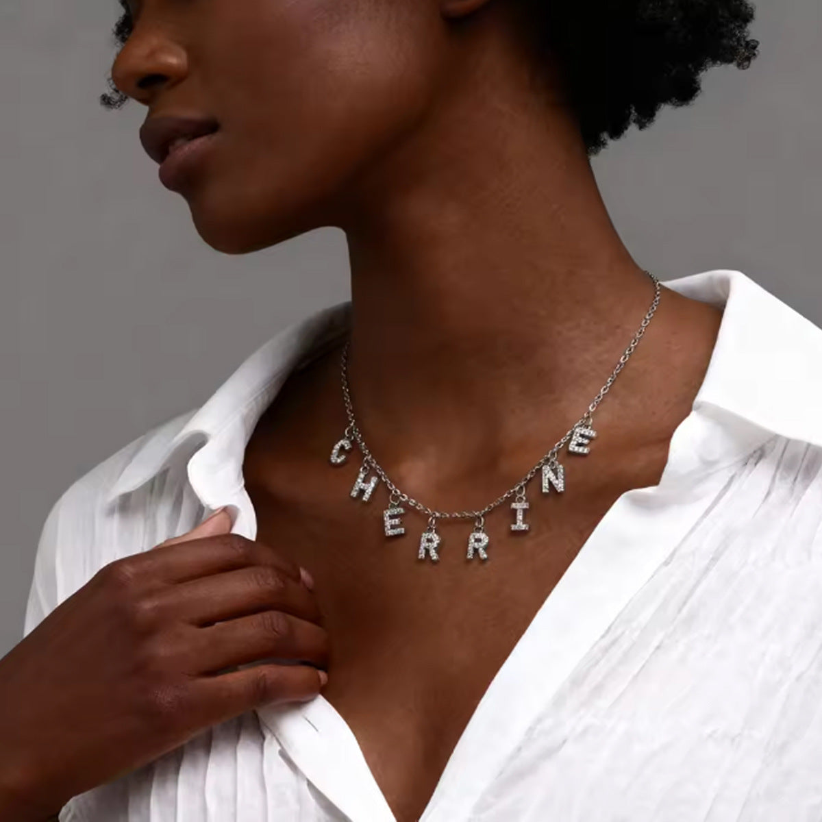 Shelly Crystal Initial Custom Necklace