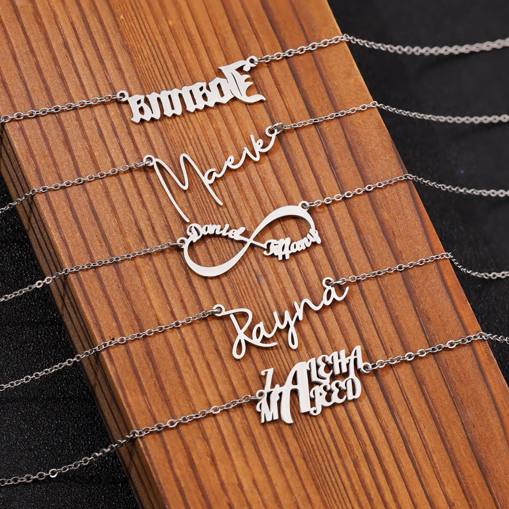 Shelly Crystal Name Custom Font Necklace