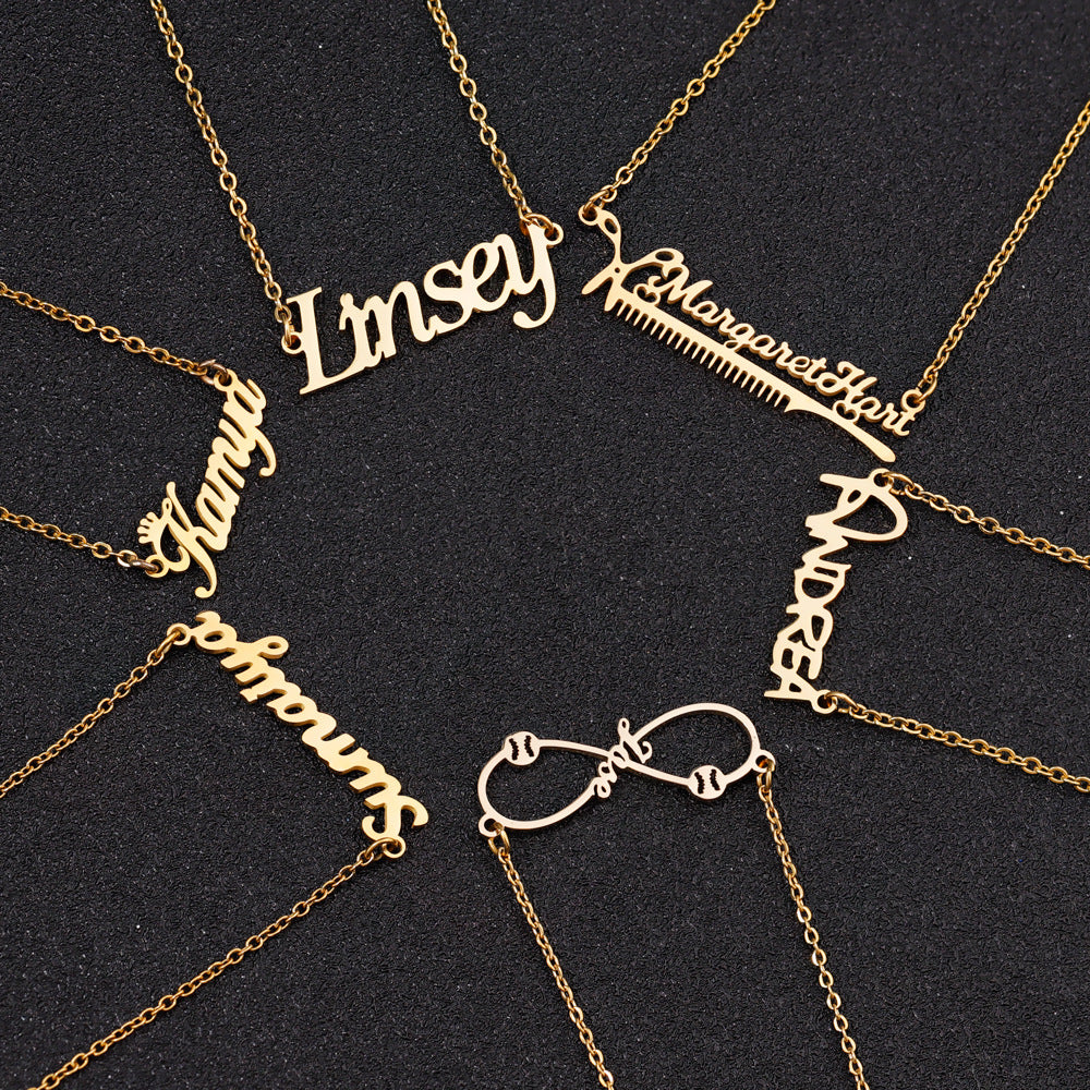 Shelly Crystal Name Custom Font Necklace