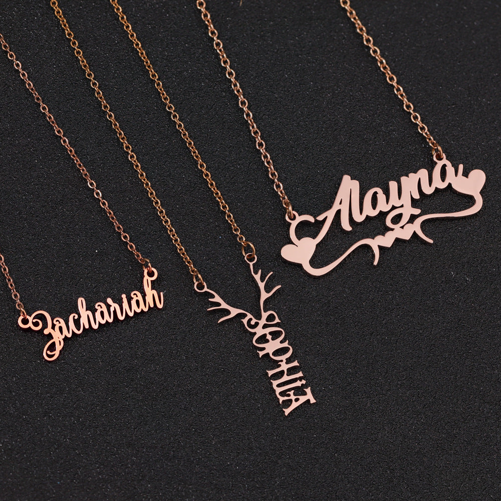 Shelly Crystal Name Custom Font Necklace