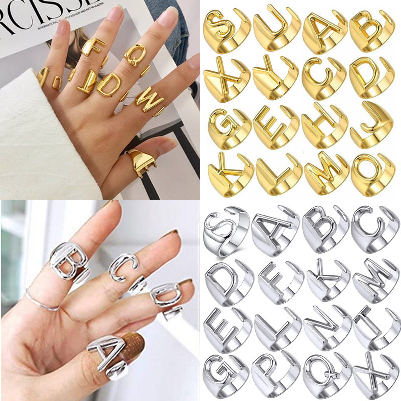 Chunky Initial Ring (adjustable size)