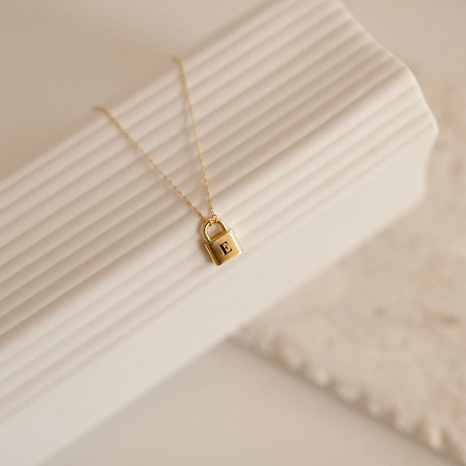 Ellie® Initial Love Lock 18k Gold Necklace